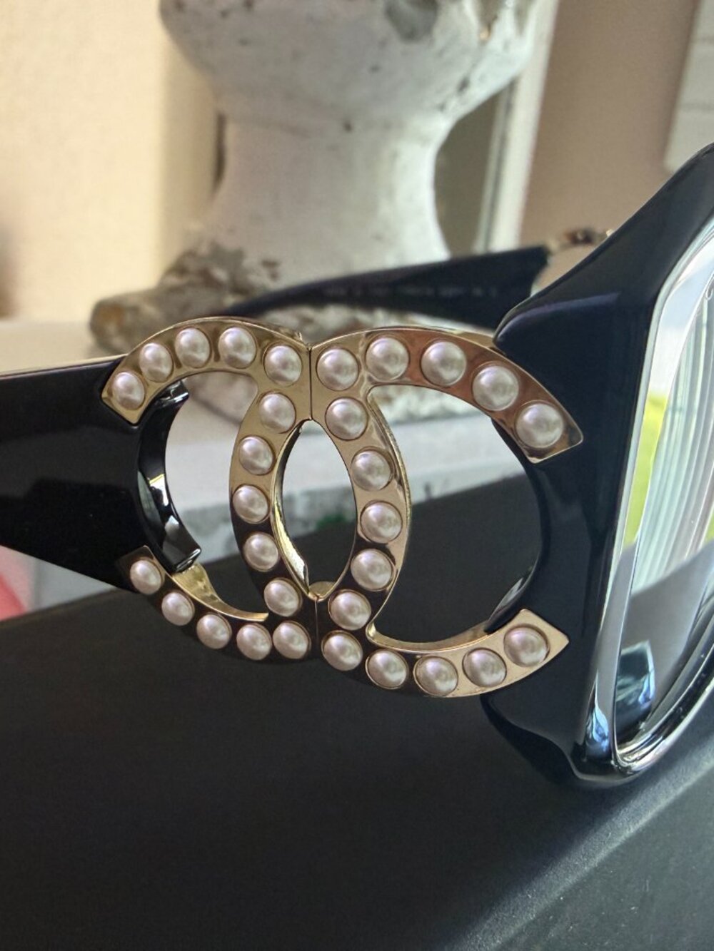Chanel Acetate Pearl CC Square Sunglasses 71501-A Black - Picture 2 of 11